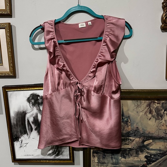Wilfred Tops - Wilfred Front Tie Sleeveless Top with Ruffle Accent